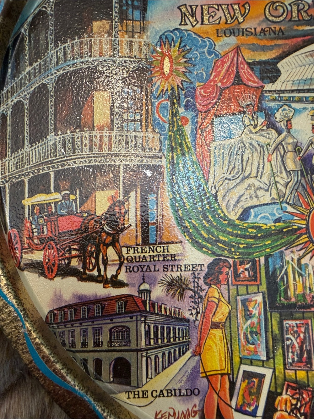 Vintage Mid Century New Orleans Souvenir Metal Tin Serving Tray 🎷 11” GUC MCM - Picture 6 of 8